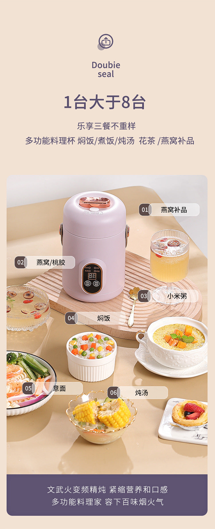 Douyin red electric stew portable soup porridge artifact 1.2L stainless steel electric pot multi-function Reservation
