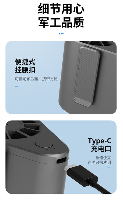 Cross-Border New Waist-Mounted Fan, Extra Large Capacity, Handheld USB Charging, Portable Outdoor Camping Cooling Device