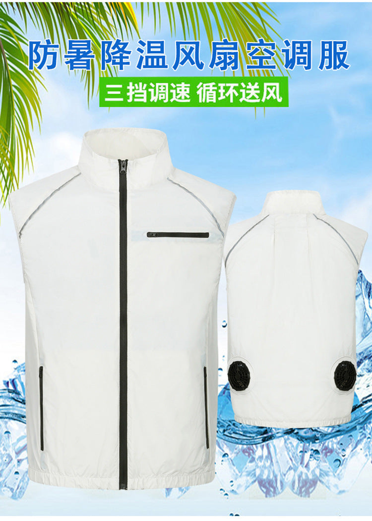 Wholesale air conditioning clothing sleeveless summer heatstroke prevention and cooling clothing with fan construction site labor protection clothing cross-border Japanese and Korean explosions
