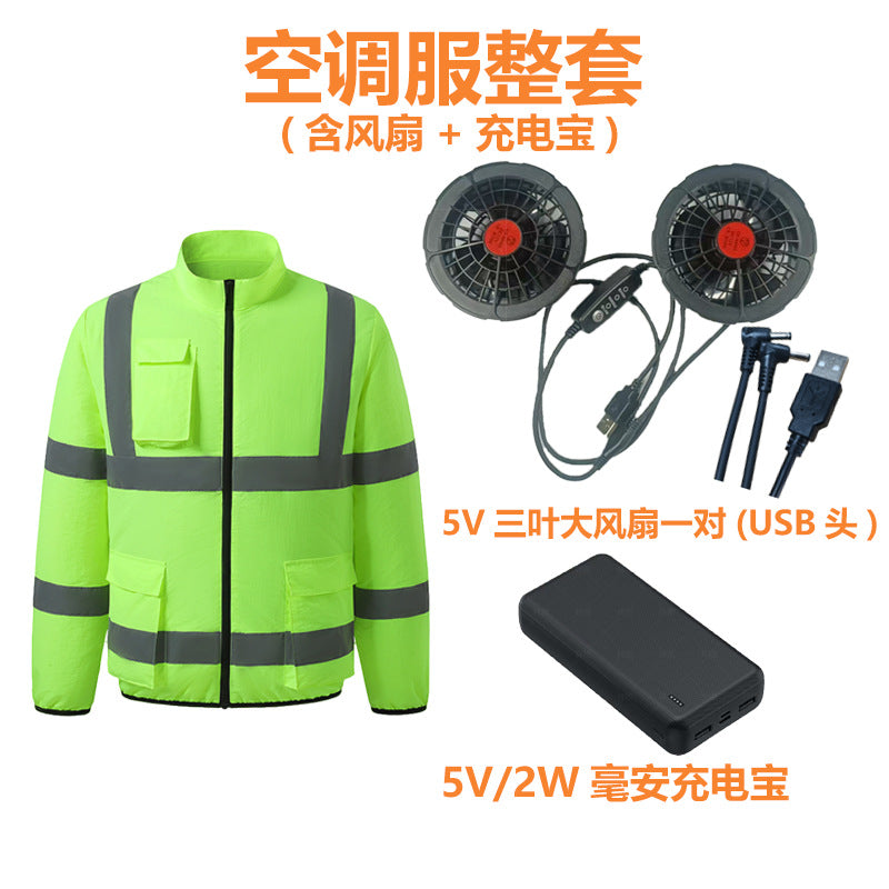 New Summer Fan Clothes Construction Site Cooling Air-Conditioning Clothes Outdoor Reflective Strip Air-Conditioning Clothes Men's Style with Fan