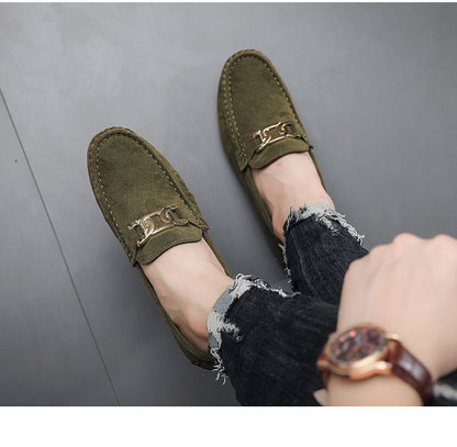 Doudou Shoes Men's Autum 2024 New Frosted Suede Lazy One-Leg Small Leather Shoes Loaf Driving Shoes for Men