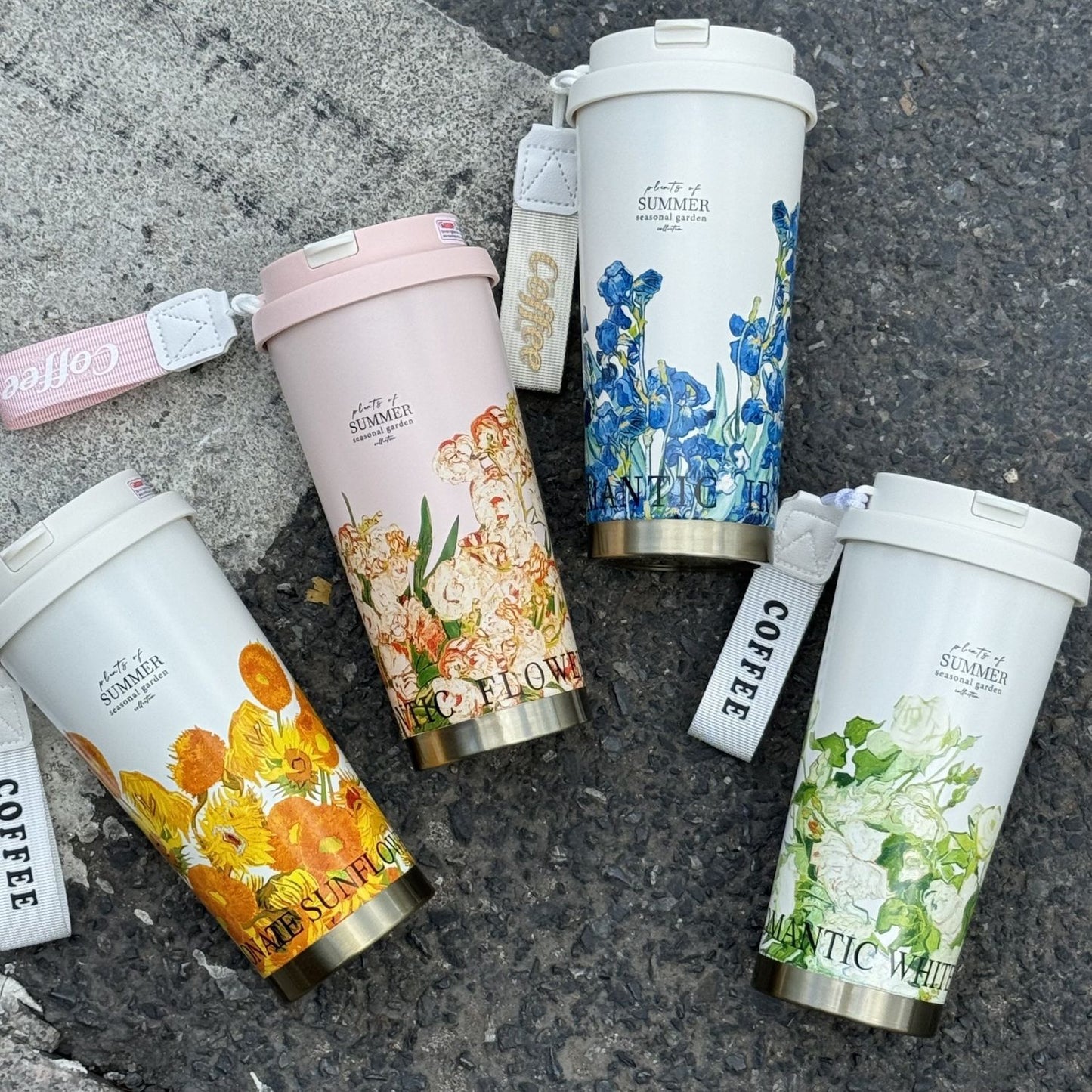 316 stainless steel lily of the valley coffee cup girls high color value double drinking straw cup car gift cup customization