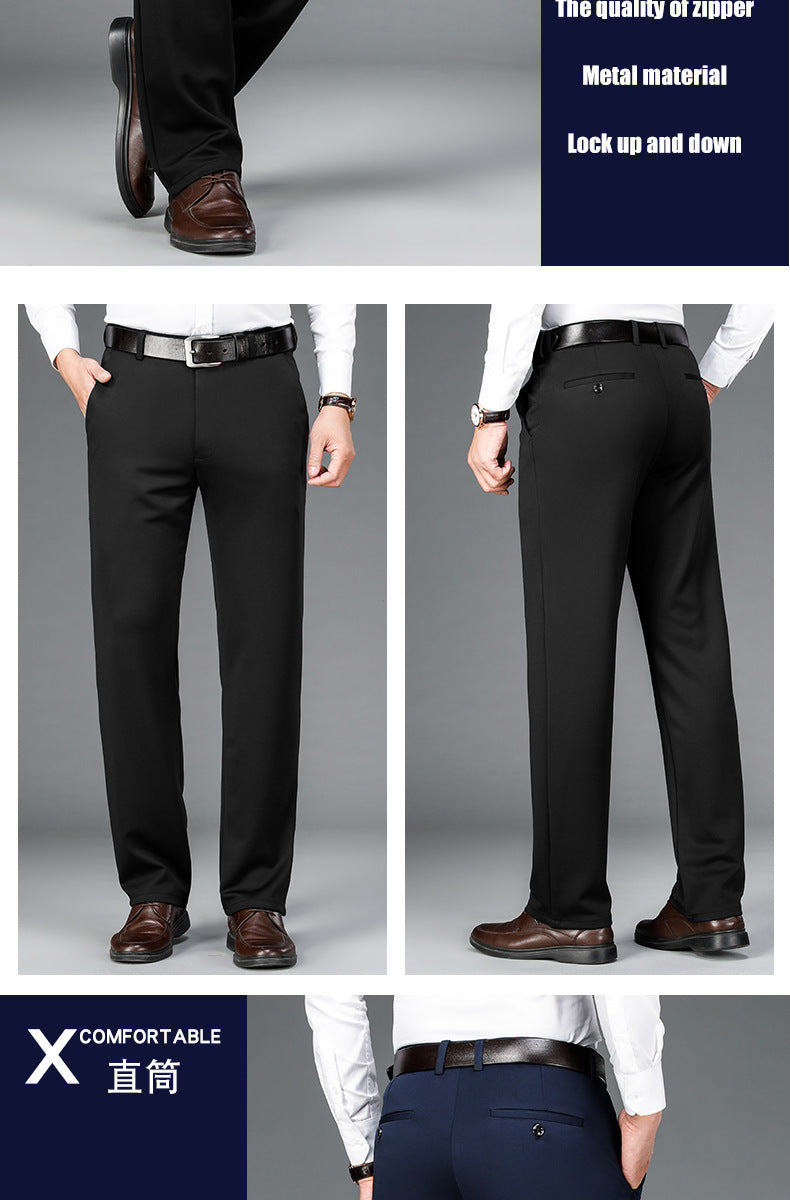 Spring and Summer 2024 New Stretch Men's Casual Pants Middle-aged and Young Men's Four-sided Stretch Men's Pants Thin Men's Straight Long Pants