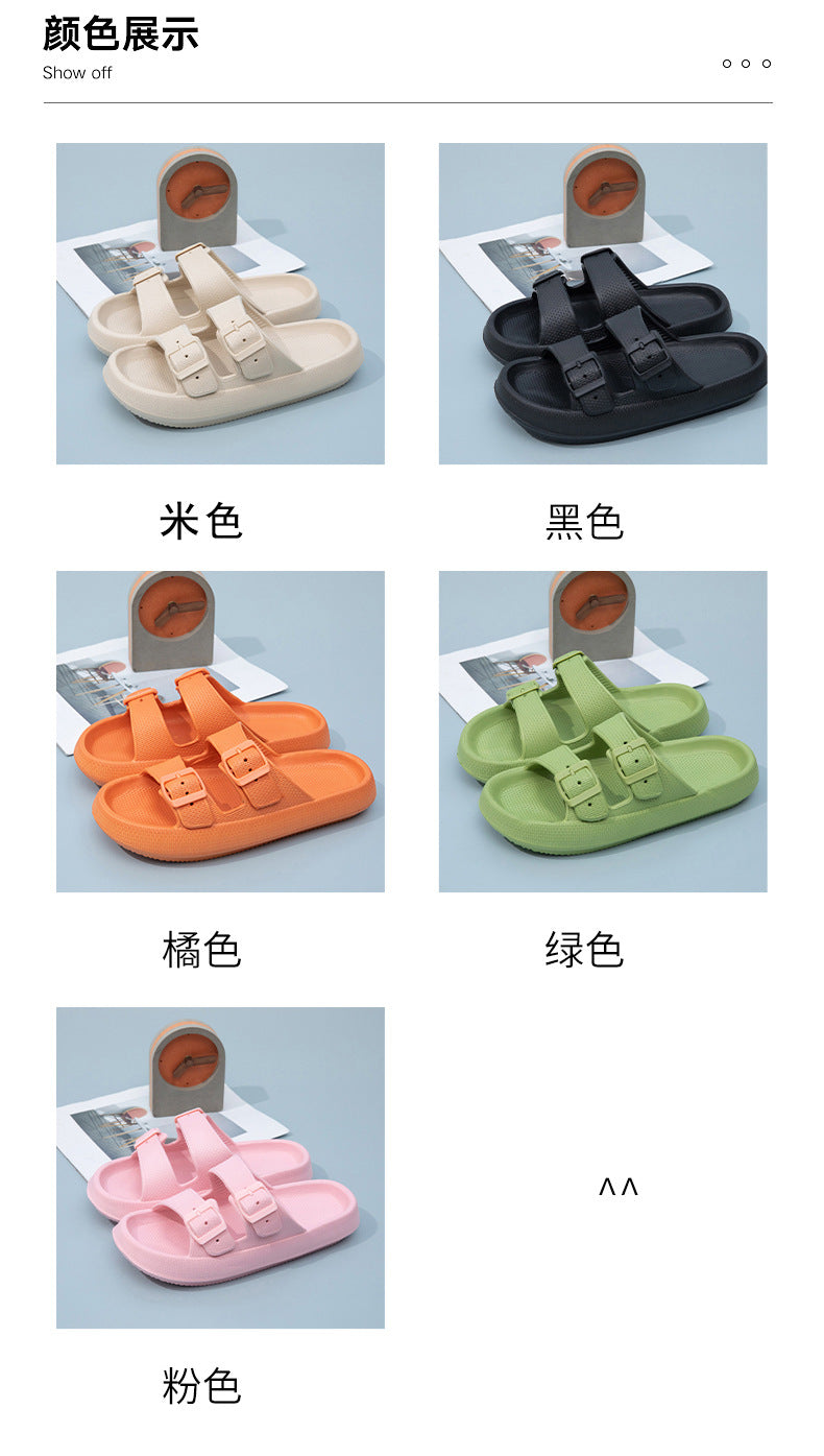Foreign Trade Double Buckle Cool EVA Slippers Lovers Women's Beach Slippers Classic Men's Slippers