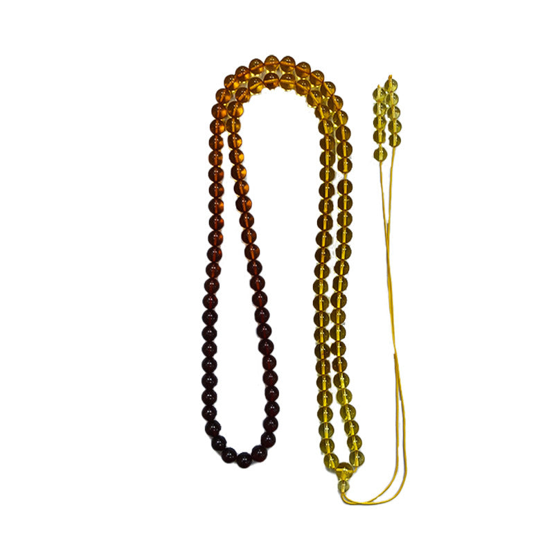 Baltic Amber Rainbow 108 Necklace National Style New Chinese Style Accompaniant Woolen Chain Natural Gold Pepper Blood Pepper All-Match