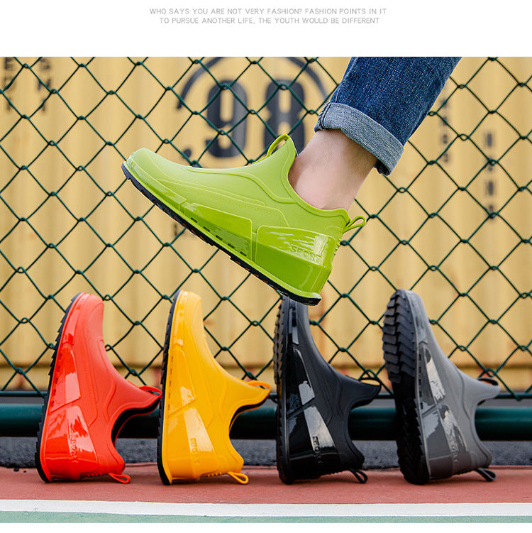 Cross-border Explosions Fashion Rain Boots Men's Non-slip Rubber Shoes Thick Sole Wear-resistant Outer Wear Rain Boots Non-slip Kitchen Water Shoes Men