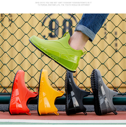 Cross-border Explosions Fashion Rain Boots Men's Non-slip Rubber Shoes Thick Sole Wear-resistant Outer Wear Rain Boots Non-slip Kitchen Water Shoes Men