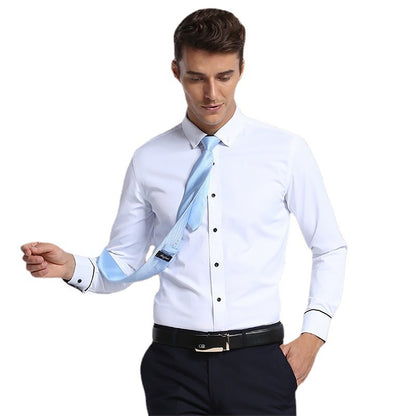 2021 Korean Style Heterochromatic Color Matching Contrasting Collar Long-Sleeved Men's Shirt Slim Fit No-Iron Twill Men's Shirt Personalized Fashion