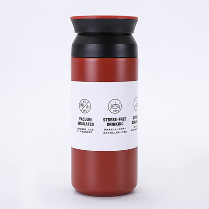 New Japanese Element Cup Flat Lid Simple Accompanying Water Cup Portable 304 Stainless Steel Double Layer Vacuum Thermos Cup