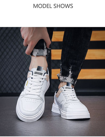Men's Shoes Korean Style Trendy All-match Trendy Shoes Sports Winter 2023 New White Shoes Skate Shoes Waterproof Casual Leather Shoes