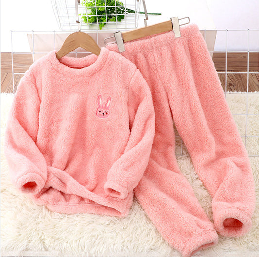 2024 Amazon independent station new children's clothing home wear flannel cartoon embroidered suit boys and girls wear by PDG ibma