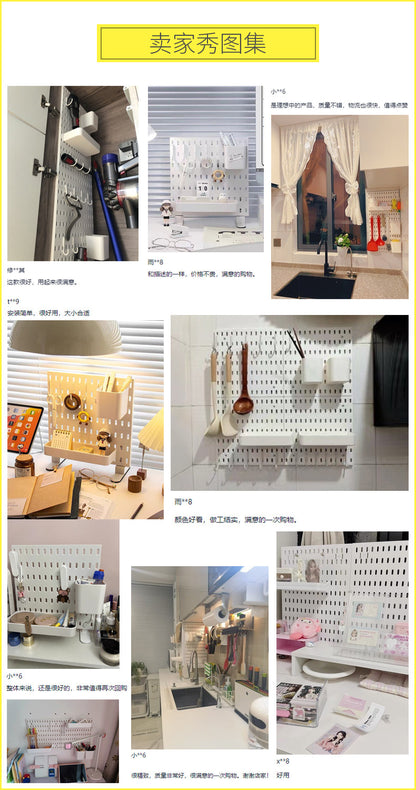 Desktop Perforated Board Storage Rack Organizer Office Partition Workstation Desk Stationery Organizer Shelf No Drilling Required