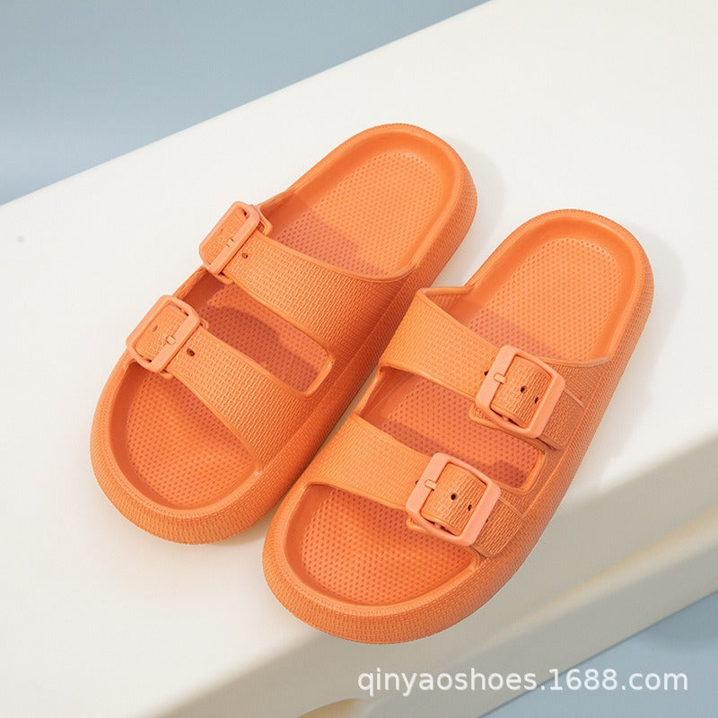Double Strips Feeling EVA Slippers Women's Summer Bathing Slippers Home Sandals Men's Outdoor Beach Sandals