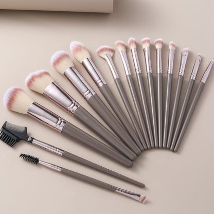 Cross-Border Amazon Same-Style Makeup Brushes for Beginners, 15-Piece Champagne Color Brush Set, Highlighter Brush, Beauty Makeup Supplies