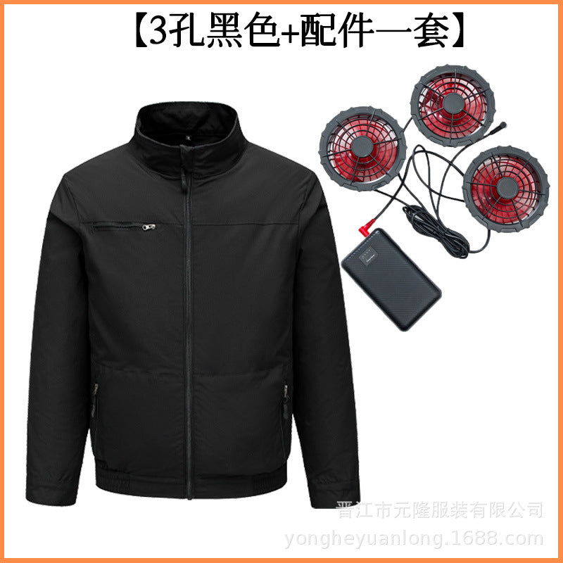 Cross-Border Summer Cooling Air-Conditioning Clothing with Fan Refrigeration Workwear Outdoor Heatstroke Prevention Fan Clothing Men's Labor Protection Clothing Work Clothes