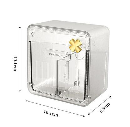 Cotton Swab Storage Box, Wall-Mounted, No-Drill, Elastic Band, Makeup Cotton, Makeup Remover Wipes Storage Box, Bathroom Hairpin Organizer Box