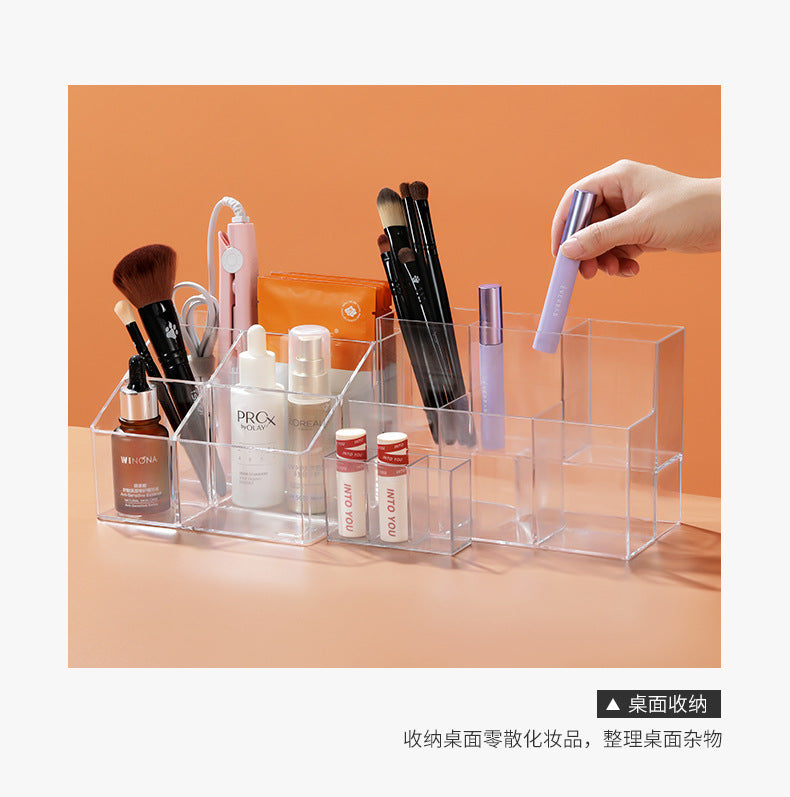 Pen Holder Desktop Stationery Storage Box Transparent Acrylic Multifunctional Student Pen Holder Office Note Pad Organizer Box