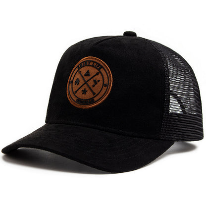 Summer Round Label Suede Baseball Cap Men's Mesh All-match Sunshade Women's Hip-hop Hat Trendy Foreign Trade Explosions in stock