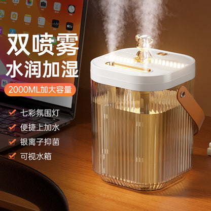 Cross-Border Desktop Humidifier for Home Bedroom Extra Large Capacity Ambient Light Double Nozzle Extra Large Mist Volume Sprayer Dropshipping