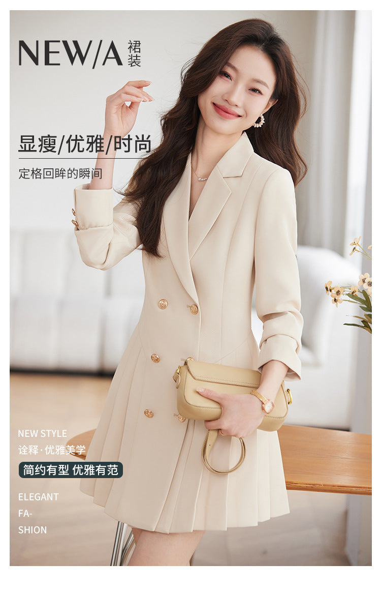 High-grade suit dress women's spring and autumn 2024 New elegant waist-tight small beauty salon professional work clothes