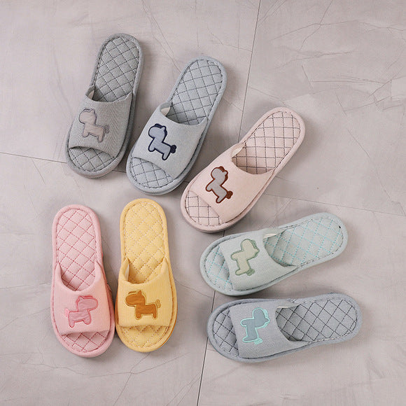 Baotou Spring & Fall Indoor Comfortable and Breathable Linen All Year Round Home Fabric Sandals for Women and Couples Floor Soft Bottom Home