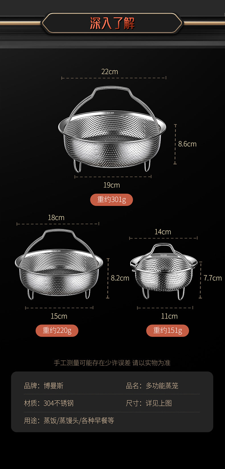 304 Stainless Steel Steamer Dense Hole Draining Basket Vegetable Washing Basket Steaming Lattice Electric Rice Cooker Rice Soup Separation Water Resistant Steaming Rack Steaming Drawer