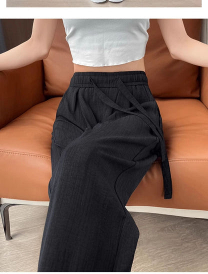 Breathable Anti-Mosquito Pants Yamamoto Pants Women's Thin High-Waist Casual Spring and Autumn Lazy Style Wide-Leg Pants Straight Pants