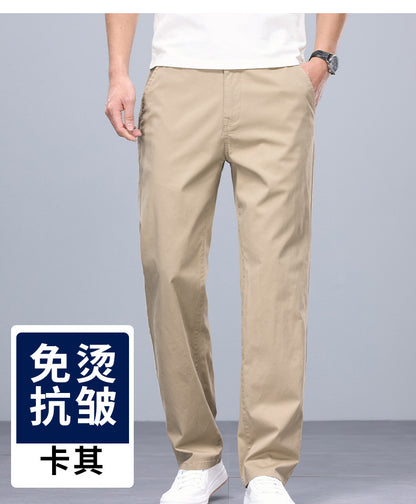 Binhaolu Men's Clothing High-End Pure Cotton Casual Pants for Men, Autumn and Winter Style with Fleece, New Business Style Men's Pants in Navy Blue
