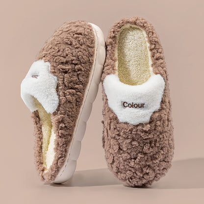Cotton Slippers for Women, Cute Cartoon Indoor Non-Slip Warm Cotton Shoes for Students and Couples, Korean Style Slippers for Men, Winter Style