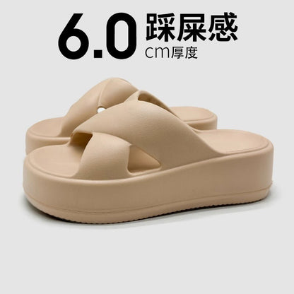Thick-Soled Sandals for Women's Outer Wear, Fashionable 2024 Summer New Style, Two-Wear Beach Sandals with Holes in the Shoes
