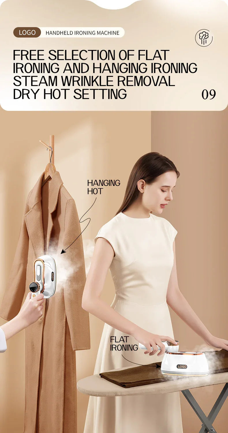 2025 New Ai Smart LED Digital Display Handheld Steam Iron Home Travel Portable Steam Iron 1200W High Power Handheld Hanging Iron