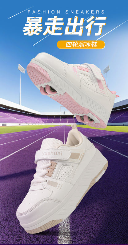 New heloo shoes two-wheel roller shoes children with wheels shoes girls skates student deformation shoes wholesale