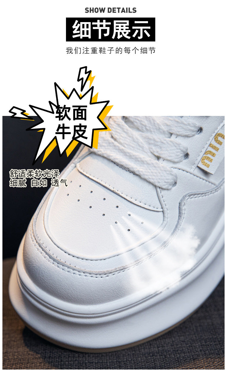 Thick-Soled White Sneakers for Women 2026 Spring and Autumn Hot-Selling Genuine Leather Breathable Sneakers for Women, Super Popular Versatile Casual Platform Shoes