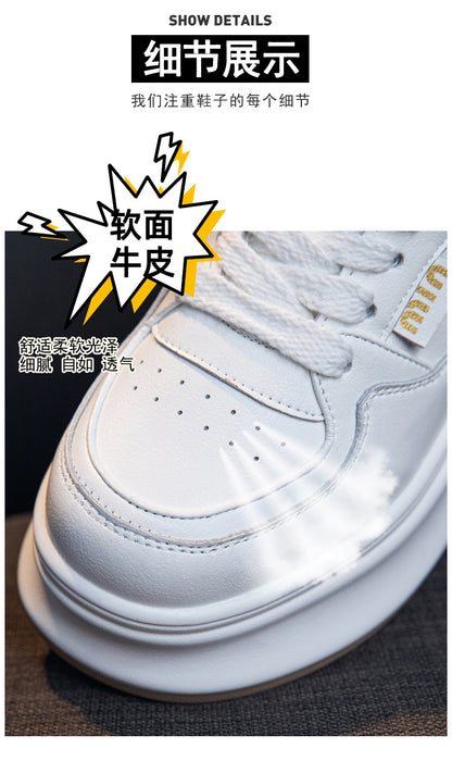Thick-Soled White Sneakers for Women 2026 Spring and Autumn Hot-Selling Genuine Leather Breathable Sneakers for Women, Super Popular Versatile Casual Platform Shoes