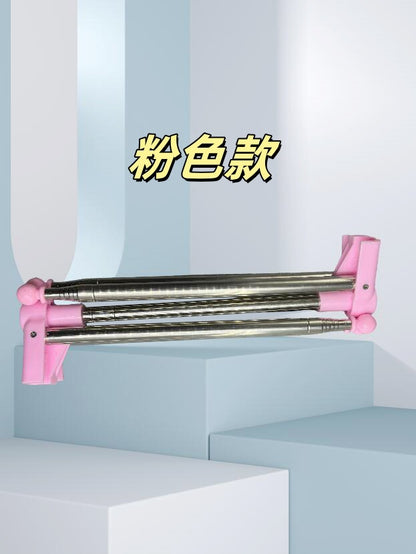 Portable Telescopic Folding Drying Rack Stainless Steel Telescopic Folding Hanger Household Bold Travel Clothes Bar