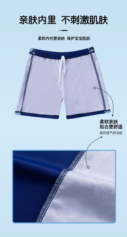 Children's swimming trunks boys swimming trunks boxer small and medium-sized children's swimsuit fat treasure training quick-drying swimsuit suit wholesale