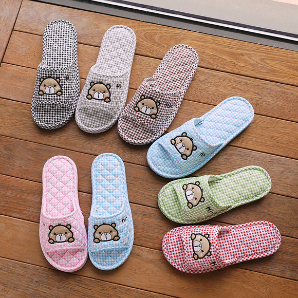 Baotou Spring & Fall Indoor Comfortable and Breathable Linen All Year Round Home Fabric Sandals for Women and Couples Floor Soft Bottom Home