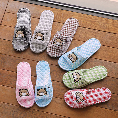 Baotou Spring & Fall Indoor Comfortable and Breathable Linen All Year Round Home Fabric Sandals for Women and Couples Floor Soft Bottom Home