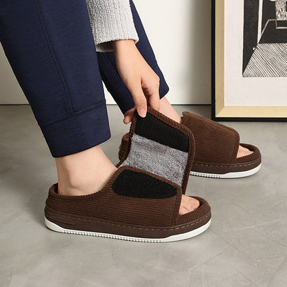 Factory direct wholesale Velcro loose feet wide fat swollen adjust middle-aged men's and women's cloth shoes linen slippers foreign trade