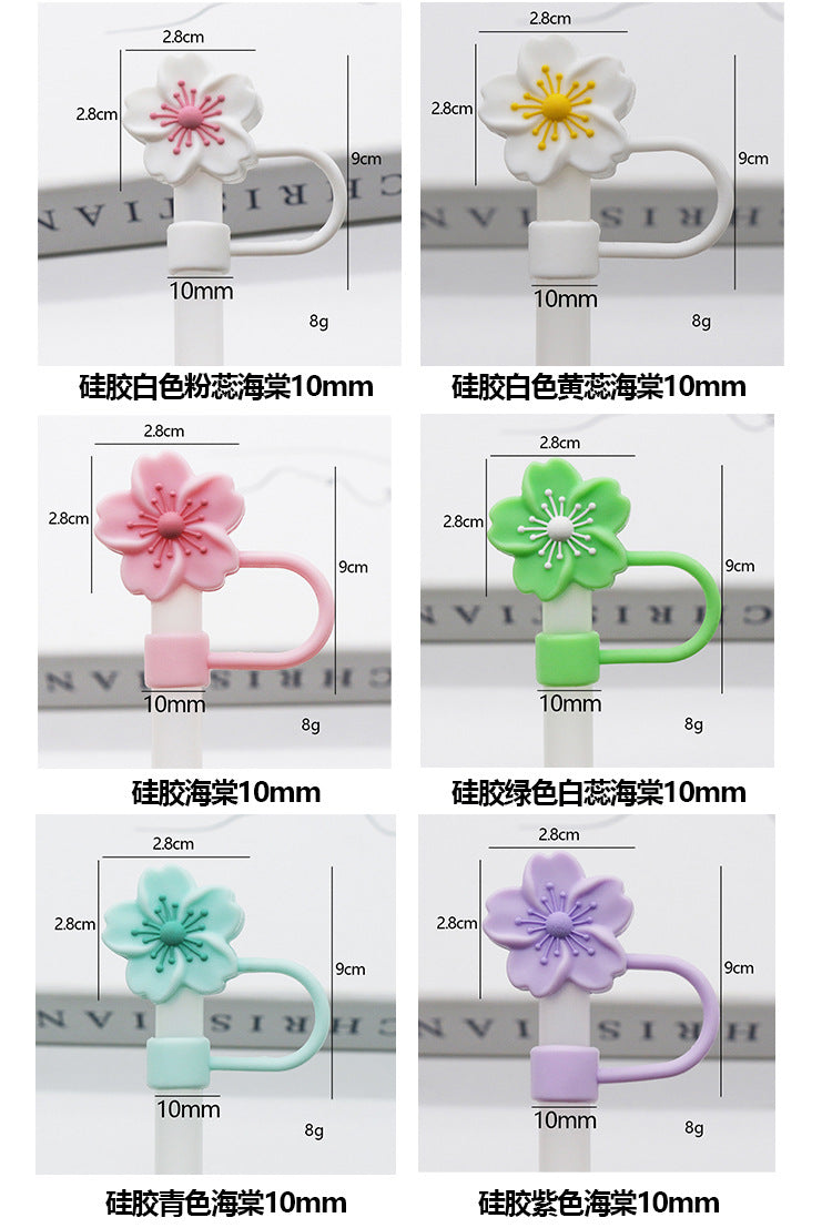 Popular 10mm Begonia Flower Straw Cap Stanley Water Cup Straw Plug Silicone Flower Straw Cover Direct from Manufacturer