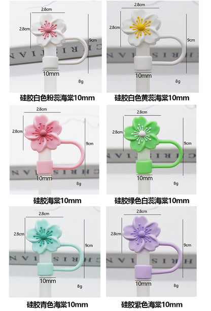 Popular 10mm Begonia Flower Straw Cap Stanley Water Cup Straw Plug Silicone Flower Straw Cover Direct from Manufacturer