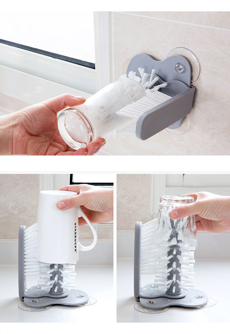 Cup Brush, Cup Washing Brush, Suction Cup Brush, Multifunctional Milk Tea Shop Suction Wall Rotating Decontamination Cleaning Glass Cup Brush