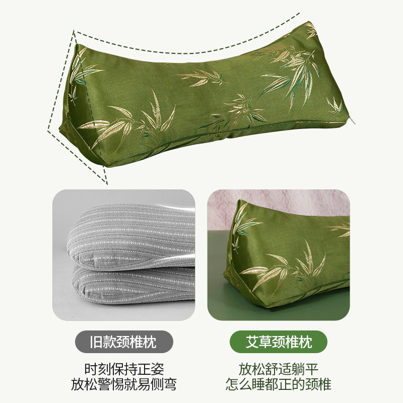 Mugwort Cervical Spine Pillow Bamboo Leaf Pure Cotton Triangular Cervical Spine Pillow Teacher's Day Pillow Gift Box Multifunctional Mugwort Pillow