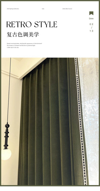 Ankra Brown Shading Bedroom Curtain New Full Shading Living Room High-Level Light Luxury Chenille Cream Curtain