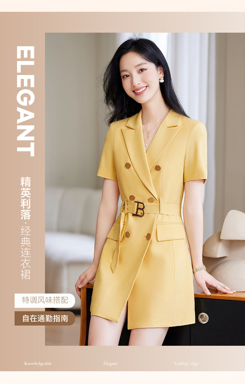 French Hepburn Style Small Black Dress High Sense High Cold Royal Sister Fried Street Small Fragrance Style Pleated Professional Suit dress Summer