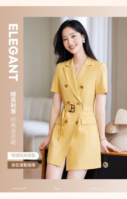 French Hepburn Style Small Black Dress High Sense High Cold Royal Sister Fried Street Small Fragrance Style Pleated Professional Suit dress Summer