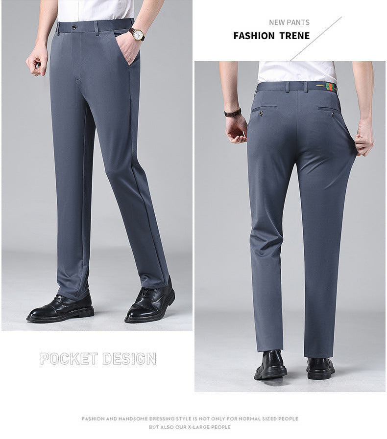 Live popular Tiger head summer thin men's casual pants men's straight business dad suit pants men's stretch long pants