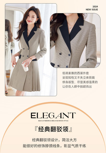 French Hepburn Style Small Black Dress High Sense High Cold Royal Sister Fried Street Small Fragrance Style Pleated Professional Suit dress Summer