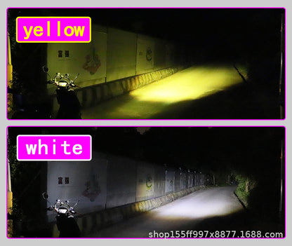 Cross-Border Motorcycle Led White and Yellow Double Low Beam Big Face Cat External Electric Vehicle Spotlight Headlight Modification