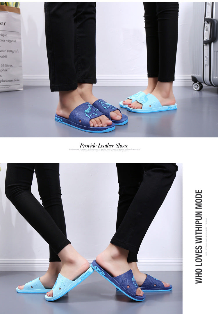 Summer Pvc Bathroom Slippers Home Cartoon Couple Slippers Indoor Cute Bath Non-Slip Sandals Women's Stall